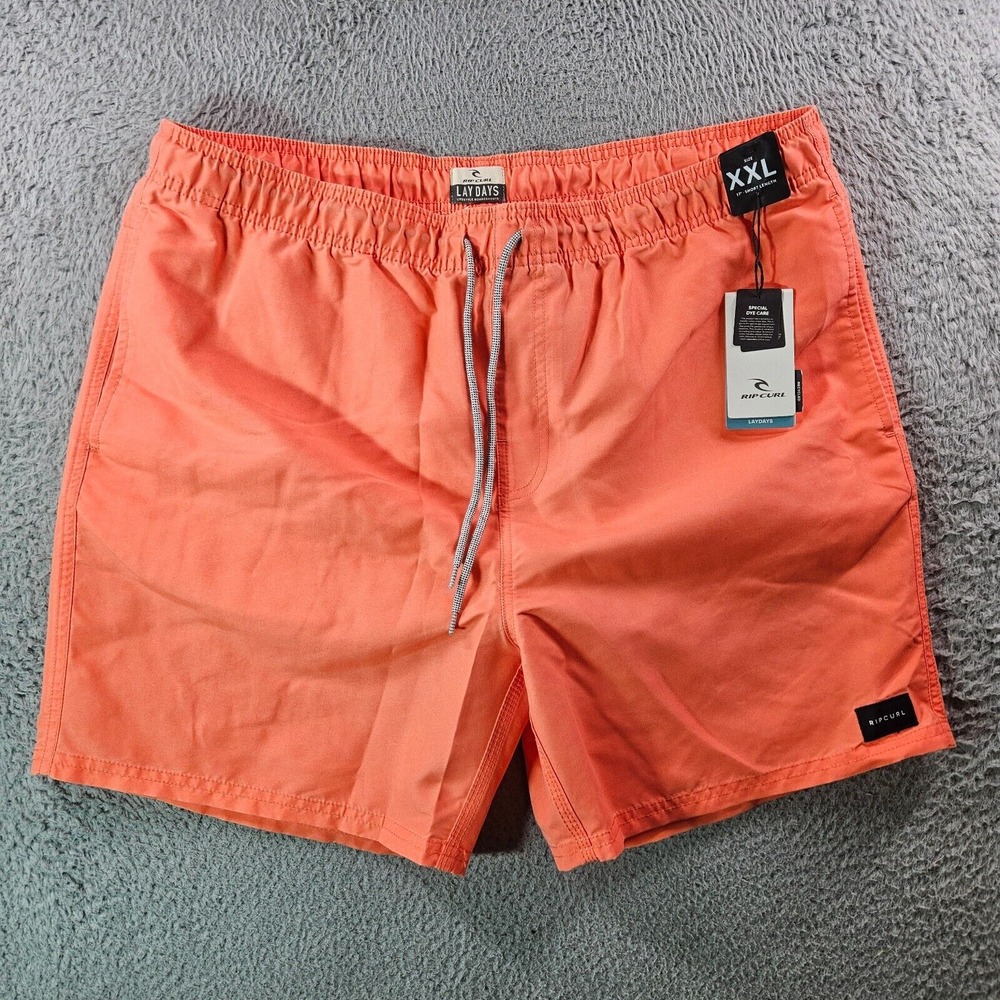 NWT Rip Curl Swim Shorts Trunks Men's XXL No Liner Drawstring Bright Orange
